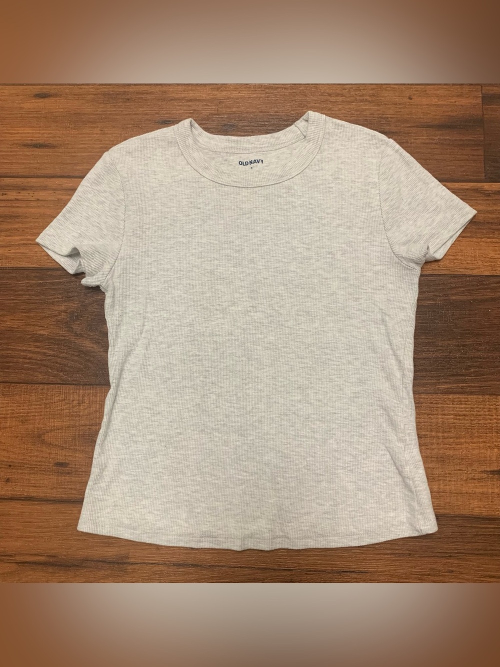 Old Navy Womens Snug Ribbed Short Sleeve T-Shirt Gray Medium Cropped Top - Picture 3 of 7